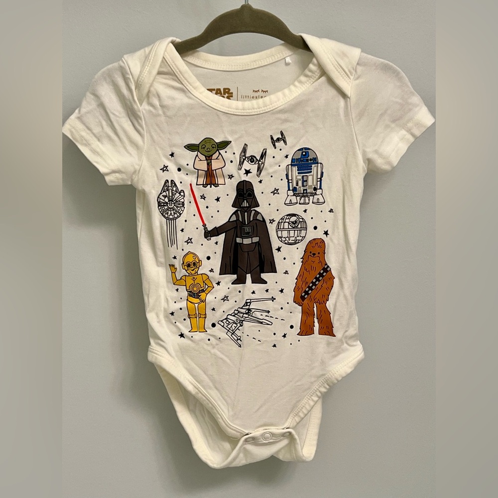 EUC Little Sleepies ‘Play’, Star Wars Short Sleeve Bodysuit, Sz 6-12 Mo